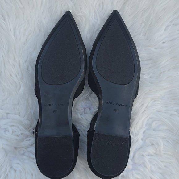 Marc Fisher Elesia2 Black Pointed Toe Ankle Strap Ballet Flats Sz.9 Whimsigoth - Picture 9 of 13